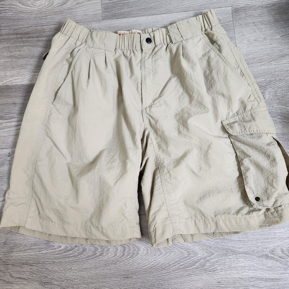 Rugged Exposure‎ Tan Shorts L Trunks Swim Cargo Lined Water or Land Quick Dry